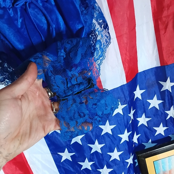 80S VINTAGE BRIGHT BLUE TEDDY ROMPER PLAYSUIT SZ S/M - Picture 6 of 8